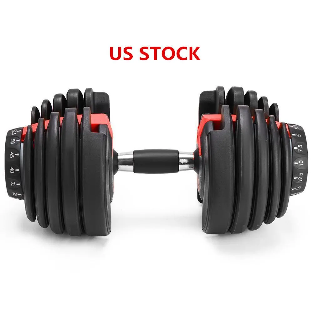 US STOCK, Peso Dumbbell ajustável 5-52.5lbs exercícios de fitness halteres tonificar a sua força e construir seus músculos