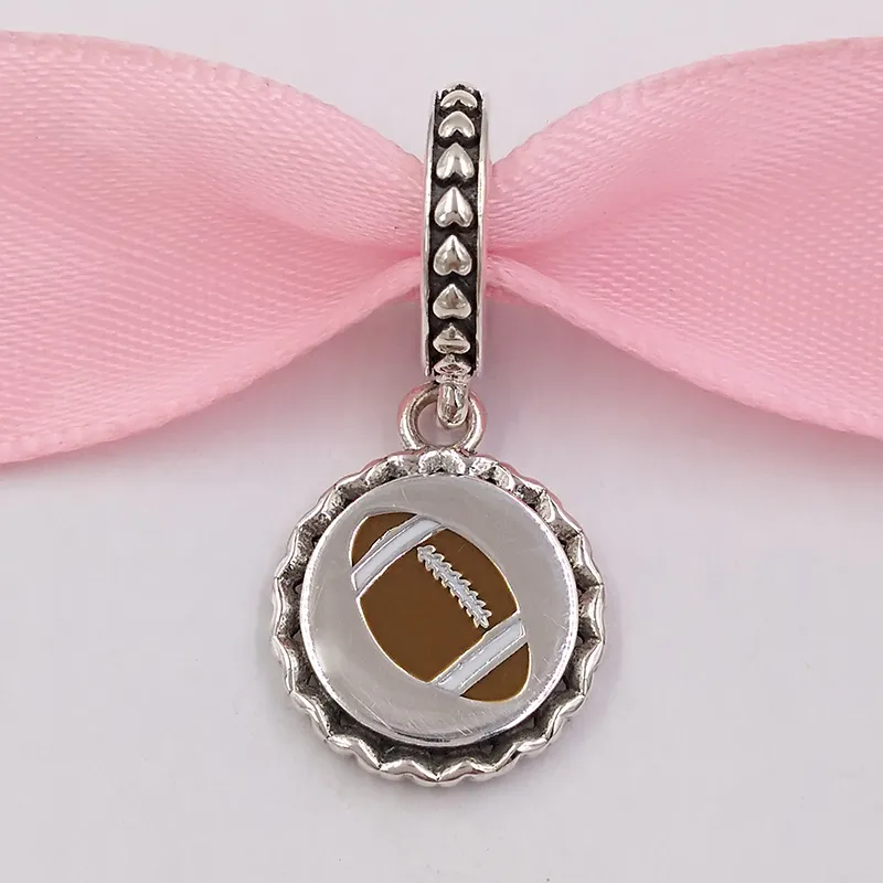 Andy Jewel Authentic 925 Sterling Silver Beads Football Dangle Charm Charm Mixed Minated M0