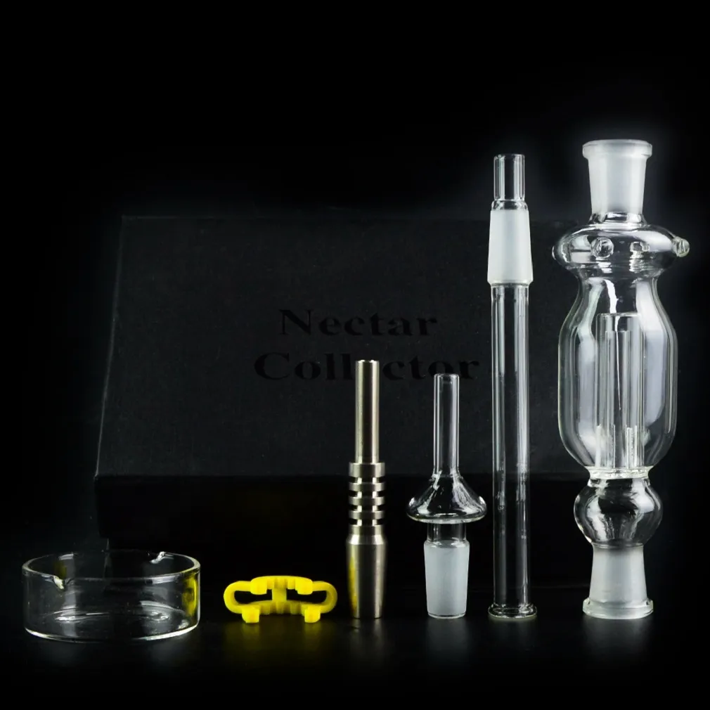 Kit collettori Nector Dab Straw Mini tubi a mano Pipa ad acqua con chiodo in titanio Set collettore Nector in vetro 14mm 19mm Joint NC01