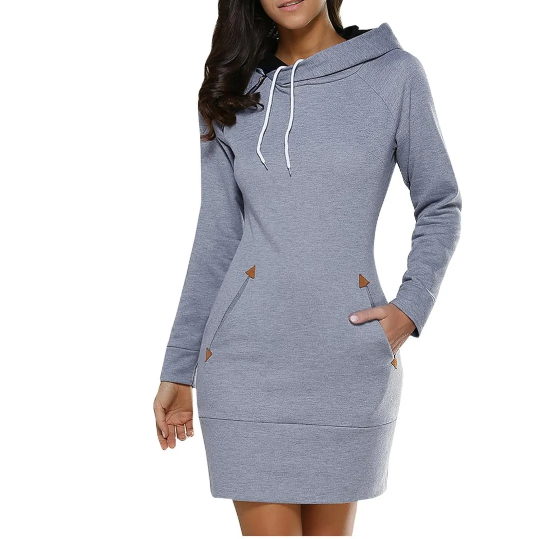 Winter Hoodie Zipper Black Hooded Pullover Women Hoodies Sweatshirts Long Hoodie Dress Long Sleeve Hooded Sweatshirt Sweat Femme