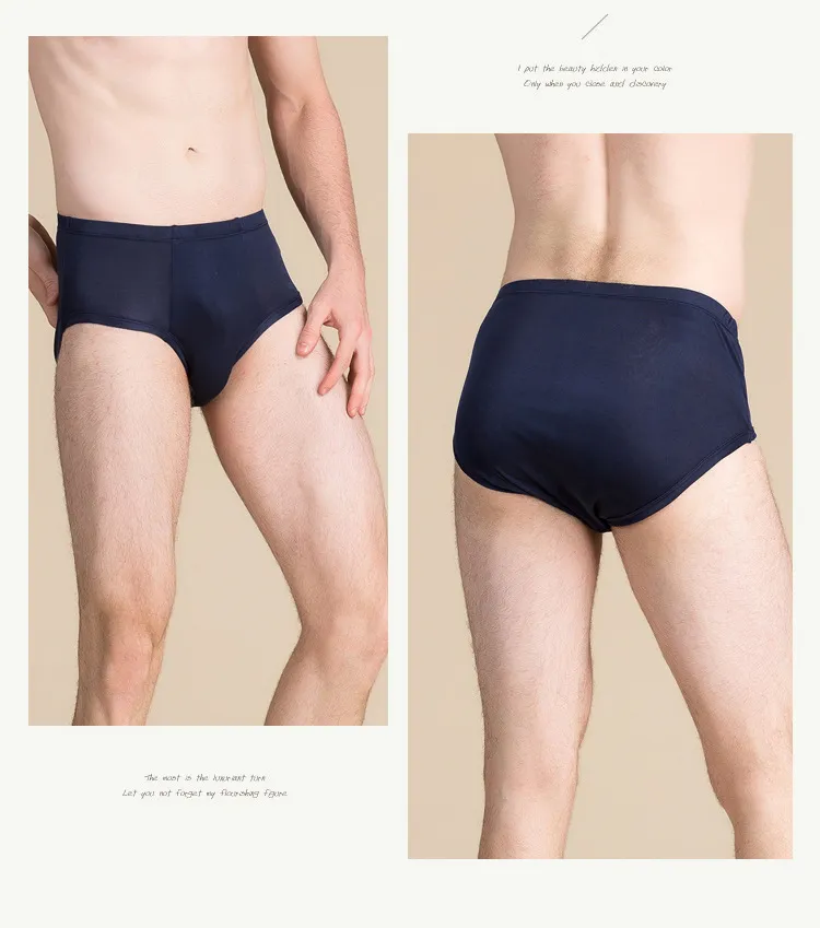 Bretazioni di lusso maschile da uomo al 100% in seta naturale in bikini mutandine a vita medio dimensione