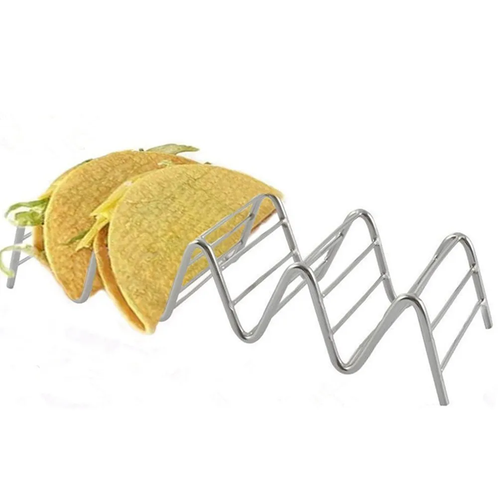 Taco Holder 4 Wave Kształt Stainless Steel Rack Hard Shell Kitchen Tool