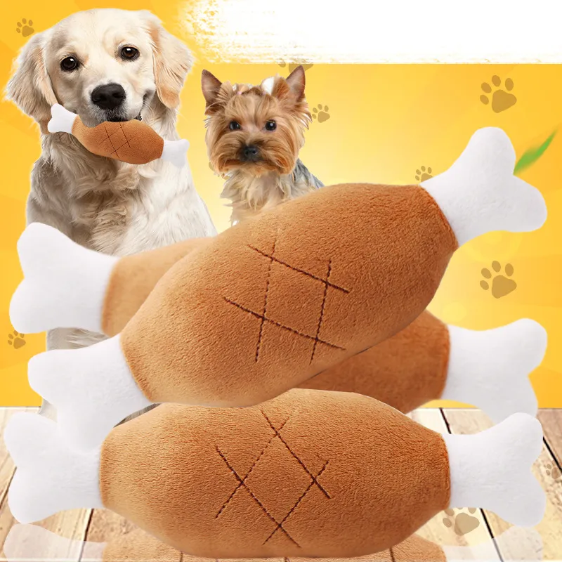 Tout nouveau chien jouet animal de compagnie chiot en peluche son mâcher couineur grinçant jambe de poulet jouets pour animaux de compagnie PD112