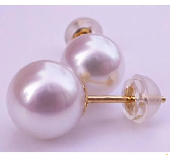 Orecchini rotondi di perle di conchiglia bianca naturale da 12 mm Accessori in oro