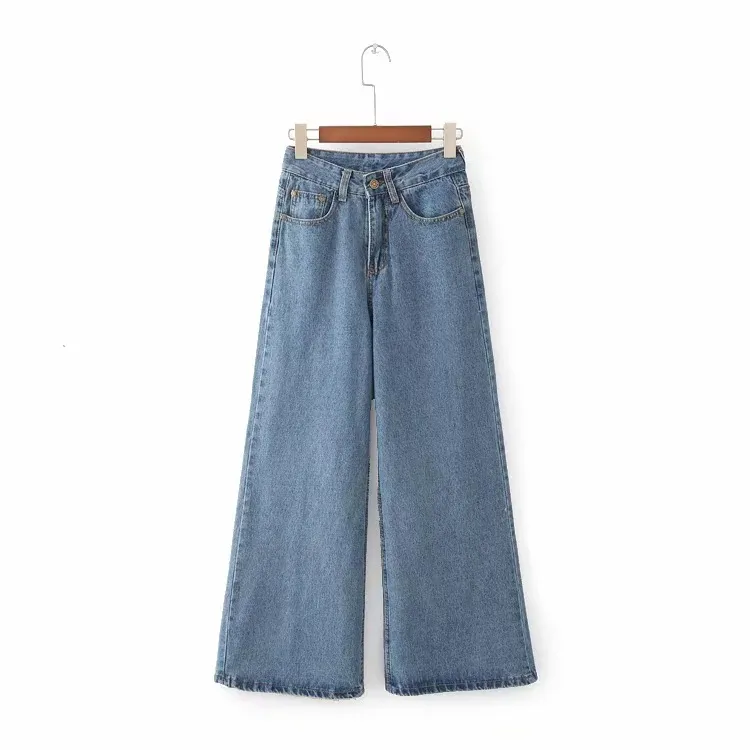 Butikowe dżinsowe spodnie Flare Pants Kobiety dżinsowe ubrania retro pod wysoką talię dżinsowe spodnie szerokie nogawki żeńskie swobodne luźne 283