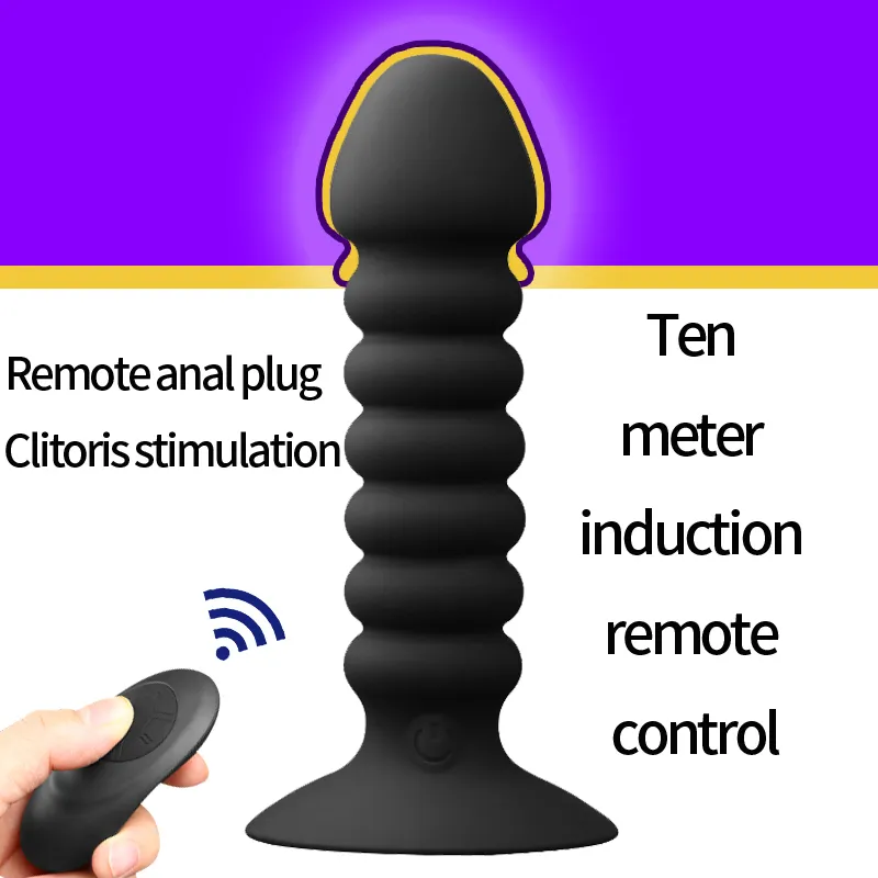 Plugue Anal Bead Dildo Vibrador com Sucção Copo Remoto Controle Butt Plug Macho Prostate Clitóris Massager Adulto Sexo Brinquedos Para As Mulheres MX200410