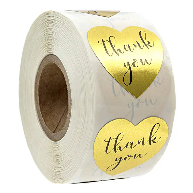 Clear Round Stickers Gold Foil Thank You Seals 500 Gold Sticker Paper ...
