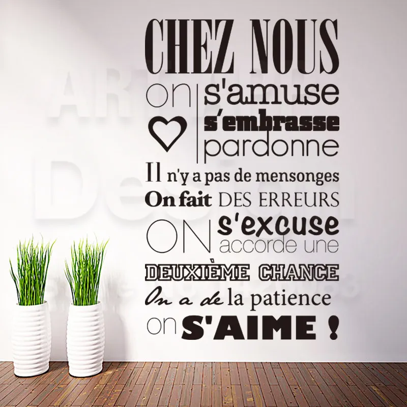 Art design woondecoratie goedkope vinyl franse quote regels woorden muursticker verwijderbare huis decor tekens stickers in kamers Y200103