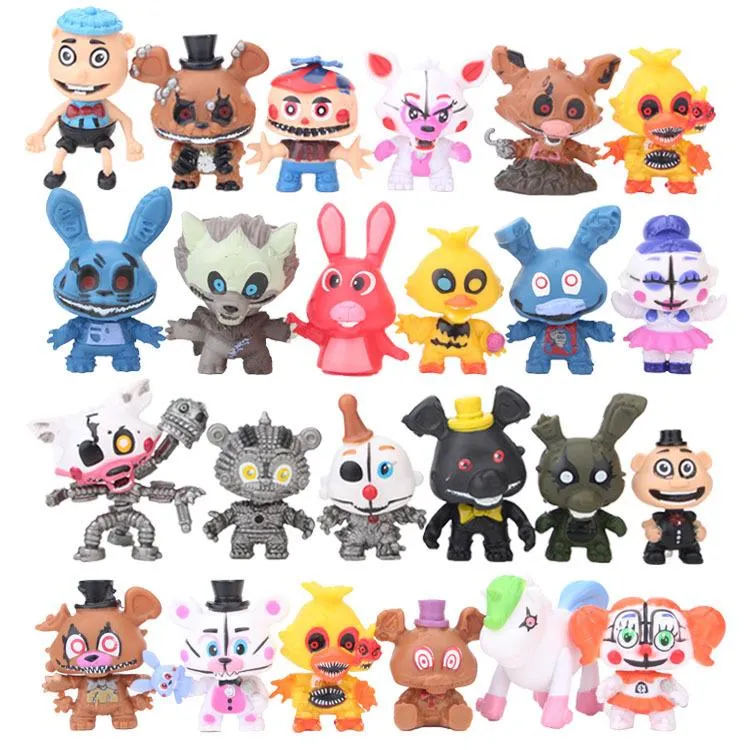 24 جهاز كمبيوتر شخصى / مجموعة خمس ليال في Freddys فريدي اللعب 5-7cm بوني ماكر Fazbear الدب العمل PVC أرقام حزب هدية DHL