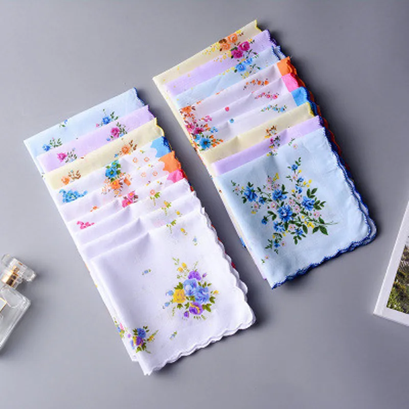 100% Cotton Handkerchief Towels Ladies Floral Handkerchief Party Decoration Cloth Napkins Craft Fashion Hanky Oman Wedding Gifts DBC BH2662