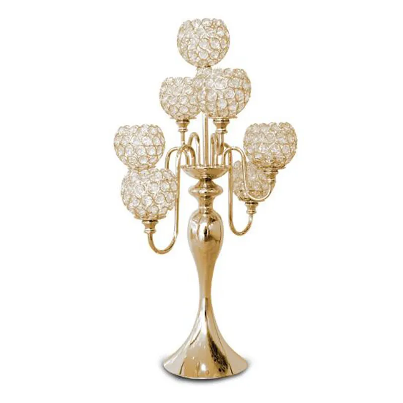 Creative European Luxo H69cm Casamento Cristal Tabela Central de Cristal Candlestick 7 Cabeças Titular de Vela Decoração de Casamento Banquete Adereços