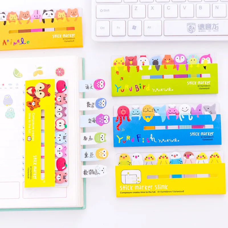 Animaux bloc-notes pense-bête Kawaii cahier mémo planificateur autocollant qualité bureau papeterie mignon école cadeau outils