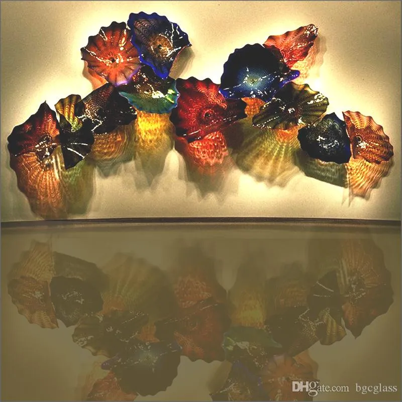 Fiore disegnato Blown Piastre Murano parete di vetro Hotel Hall decorazione di vetro Piastre Wall Art Custom Made in Vetro di Murano Chihuly Stile parete