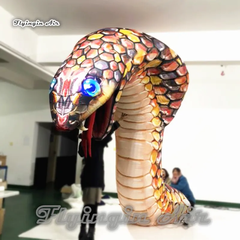 Duże oświetlenie nadmuchiwany wąż festiwal muzyki na zewnątrz tło 4,5 m/6m wysokość węża NaJa dmucha kobra na dekorację imprezową na Halloween