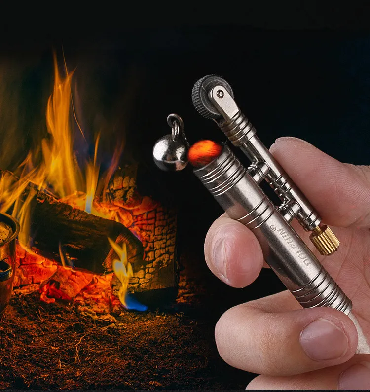 Free Shipping Torch Lighter Survival Tool Outdoor camping fire source windproof fluff lighter Million Matches Flint Fire Starter