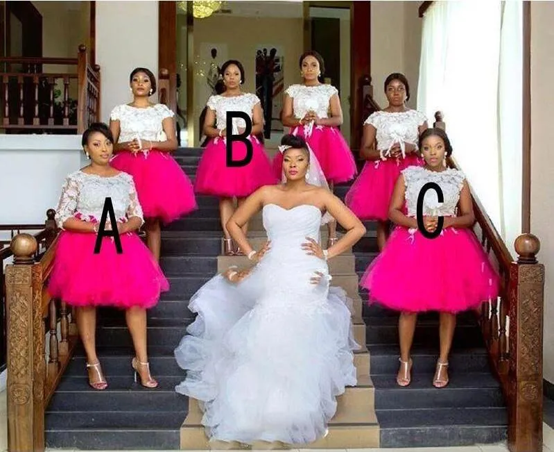 Tutu Skirt Bridesmaid Dresses Short A Line Jewel Neck With Lace Applique For African Girls From Beautypalace 77.58 DHgate.Com