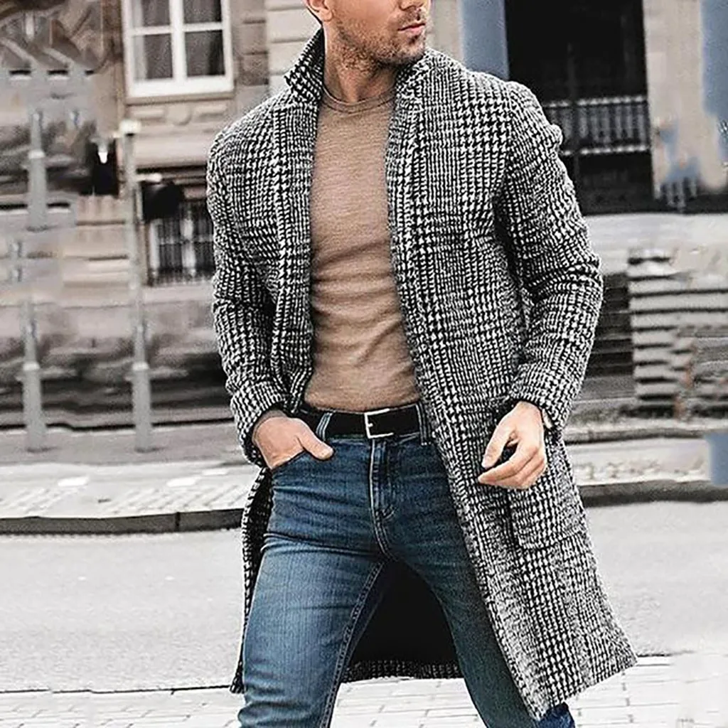 Abrigo De Invierno De Lana Para Hombre Nuevas Llegadas Moda ﾠ Abrigo Largo  Hombres Invierno Hounstooth Caballeros Abrigo Largo Chaqueta Masculina  Outwear De 30,81 €