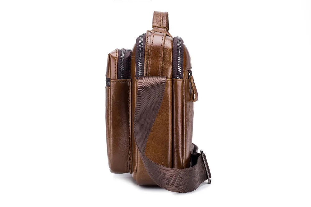 LAOSHIZI LUOSEN Genuine Leather Messenger Messenger Bag For Men