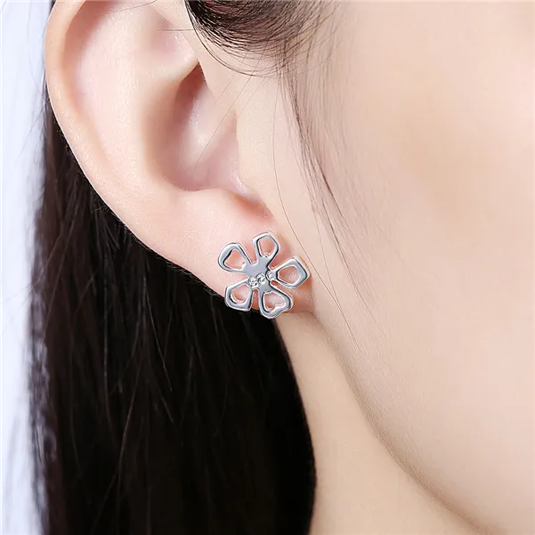 Brand new sterling silver plate flower earrings DFMSE053,women's 925 silver Dangle Chandelier earrings 10 pairs a lot