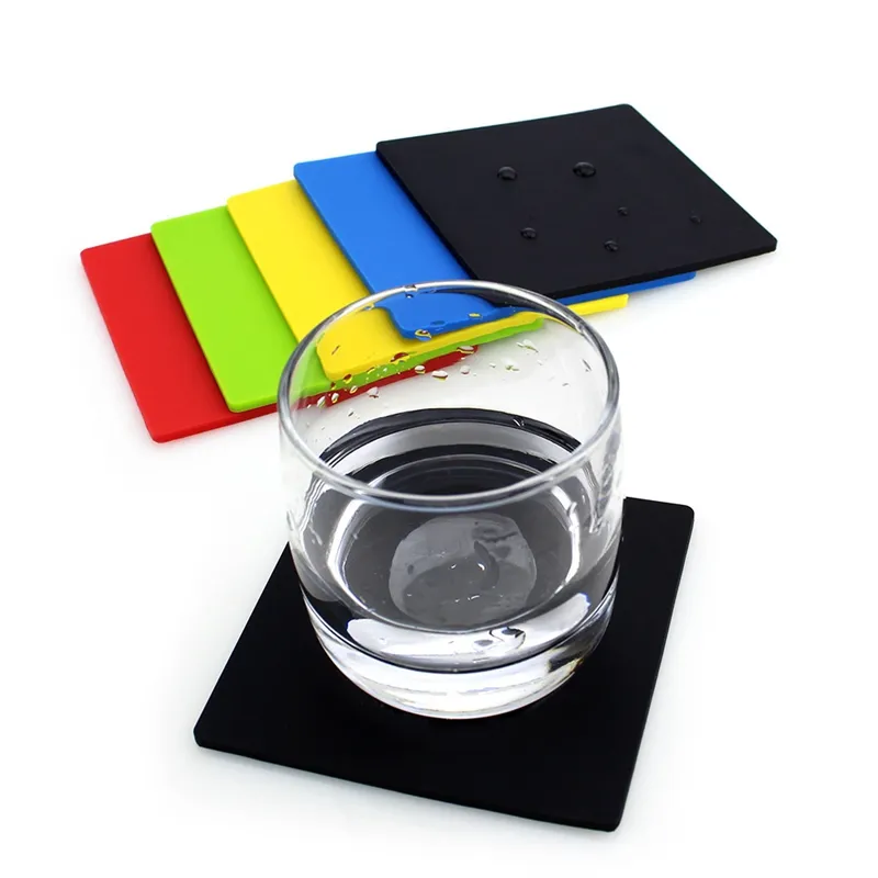 Square Round Silicone Coasters Set Silicone Coaster Cup Mat Hem Dricka Placemat Porslin Kåpor Söt godis Färg Cup Pad DBC VT0602