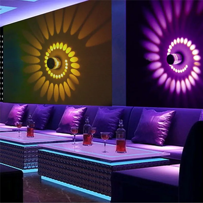 RGB Spiral Hole LED Wall Lights Effect Lamp With Remote Controller Colorful For Party Bar Lobby KTV Home Decoration