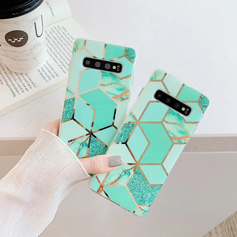 Plating stitching marble pattern is suitable for S11 / A51 protective cover S10 / S8 / S11P silicone mobile phone case