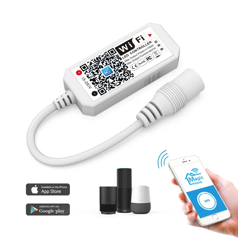 Wi-Fi Wireless LED Smart Controller Compatível com Alexa Google Home, trabalhando com Android, sistema iOS
