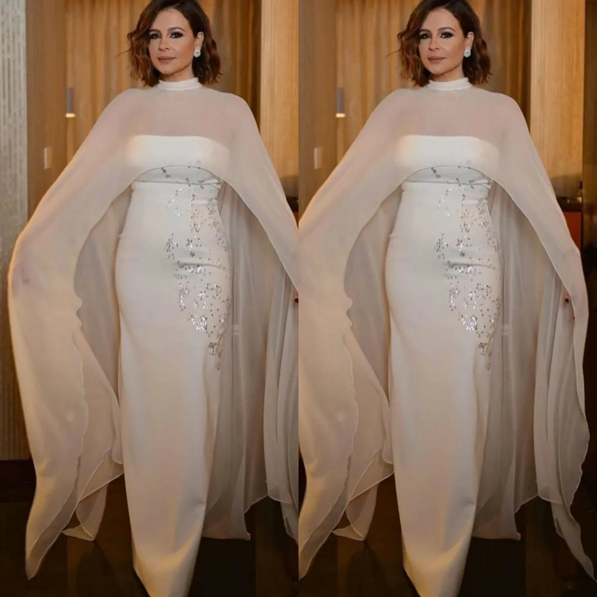 Elegancka Matka Suknie Panny Młodej Z Wrap 2020 Bez Ramiączek Zroszony Cekiny Wieczór Party Suknie Piętro Długość Wedding Guest Dress