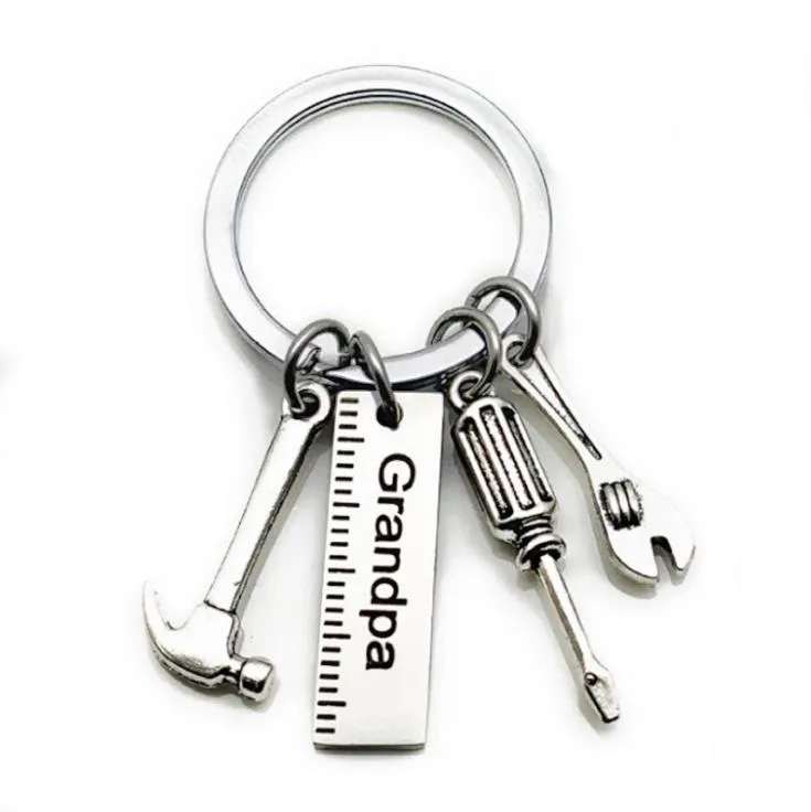 Personalized Stainless Steel Wrench Keychain Set With Dad Hammer ...