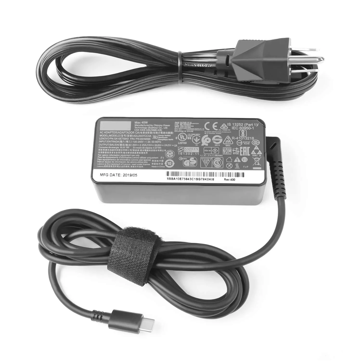 Szhyon 45W USB-C充電器4GX20N20876 4x20M26252 ADLX45YCC3D ADLX45YLC3D ADLX45YDC3D FIT LENOVO CHROMEBOOK C330 S330 100E 3289O