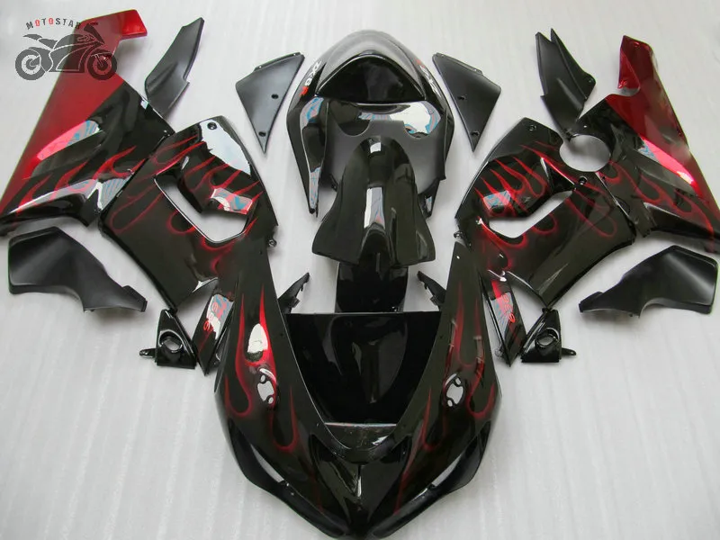 DHgate.com:Red Flames Motorcycle Fairing Kit - Kawasaki
