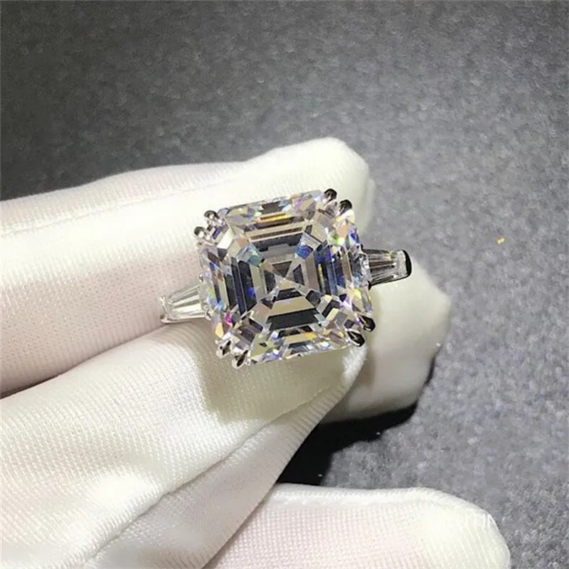 925 Sterling Silver Gemstone Ring: Princess Cut White Topaz CZ
