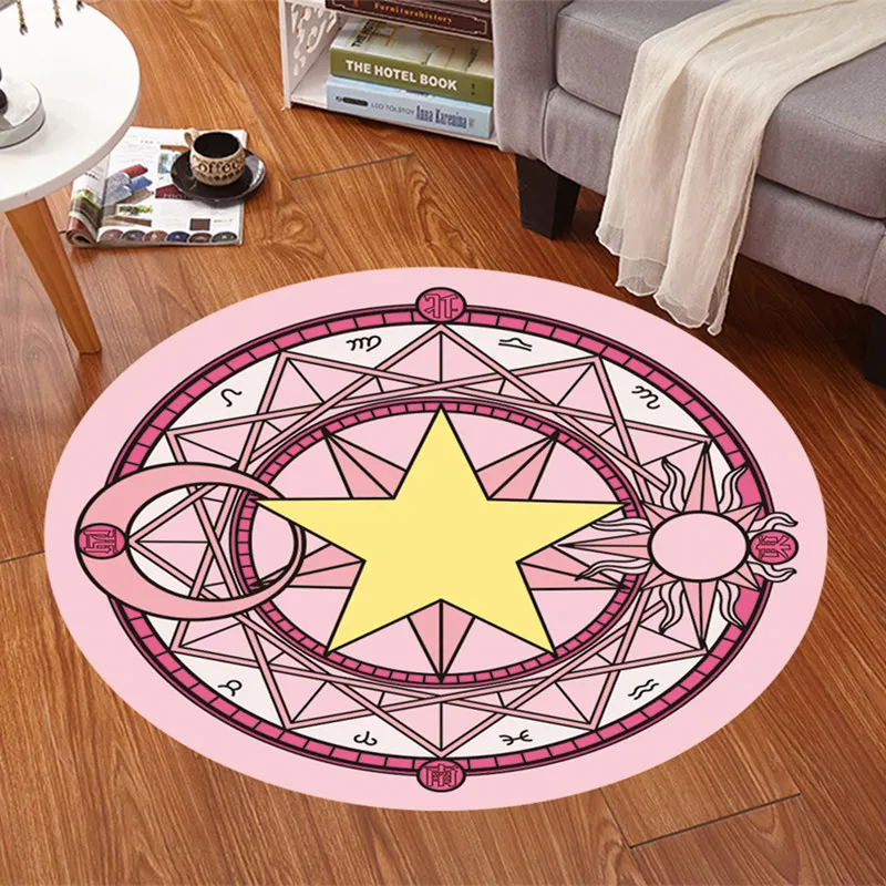 Cartoon Moka Girl Sakura Magic Array Carpets Non Slip Round Variety Sakura Lovely Cloakroom Mat hot sale 24ym3E1