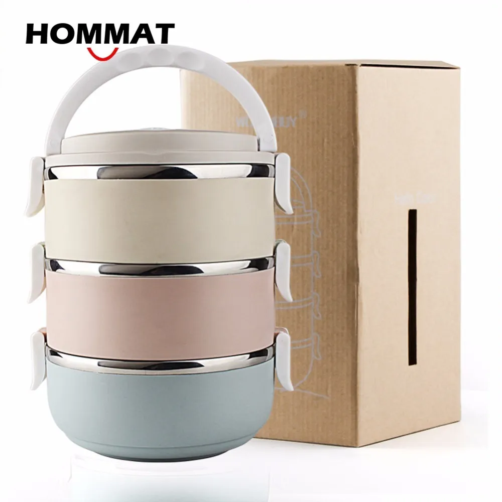 2 Layers Thermal Lunch Box for Kids Thermos Food Container Stainless Steel  Insulation Bento Lunchbox Storage Dinnerware Set