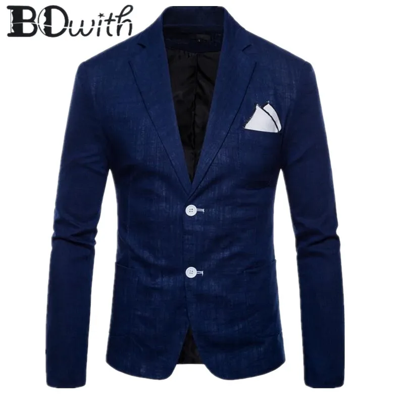 Veste Blazer bleu marine décontractée à manches longues et col cranté pour homme, manteau pour fête, marié, mariage, nouvelle collection 2023