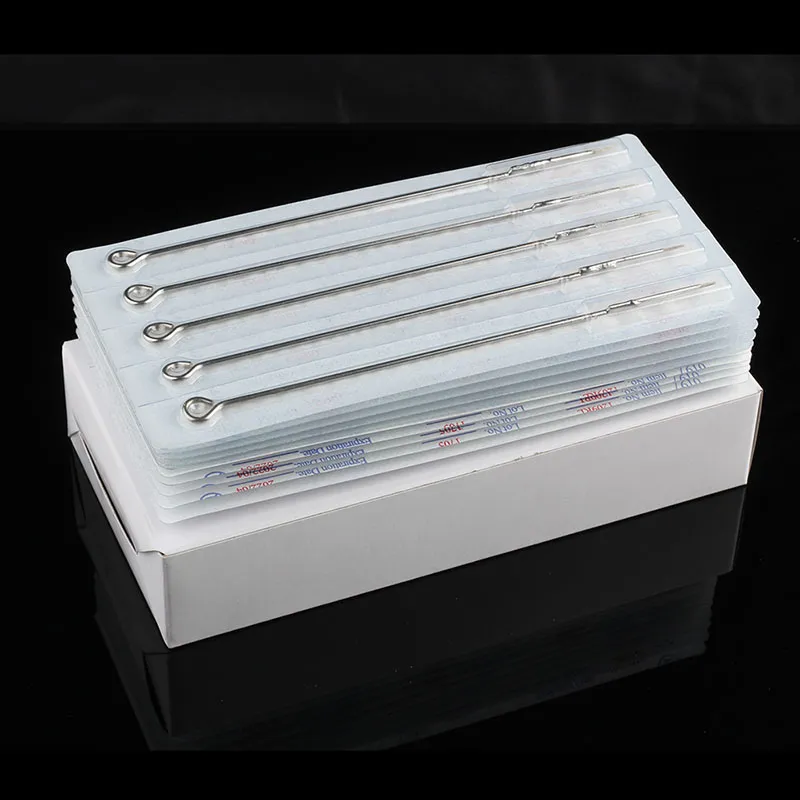 50PCS Steel Disposable Tattoo Needles 3/5/7/9 / 11 / 13RL / RS / M1 / ​​RM sterilze Tatoo Böjd rundfodral