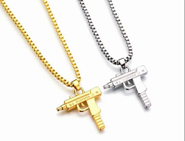 New Uzi Goldkette Hip Hop lange hängende Halskette Mode Marke Gewehr-Form-Pistole Anhänger Maxi Halskette HIPHOP Schmuck