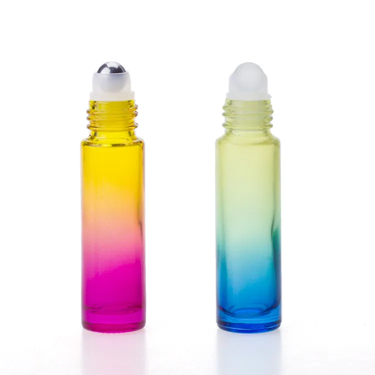 Wyprzedaż 10ml szklana rolka na butelkach ze stali nierdzewnej rolki kulki kolorowy gradient olejku olejku butelki