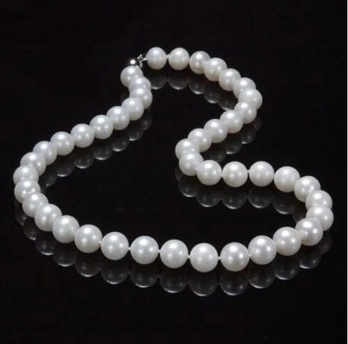 Nouveau 9-10mm véritable collier de perles de culture d'eau douce blanche 17 "à prix d'usine en gros femmes bijoux cadeau