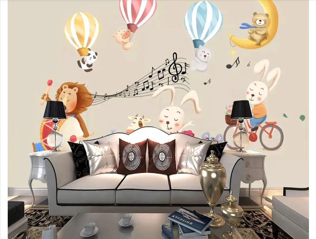 Personalizzato 3d foto murales carta da parati decorazioni per la casa Disegnato a mano animale cartone animato per bambini camera sfondo muro papel de parede