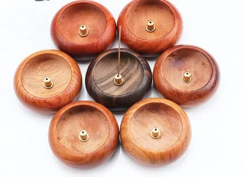 Mini round wooden incense stick buddhist articles bowl type incense holder