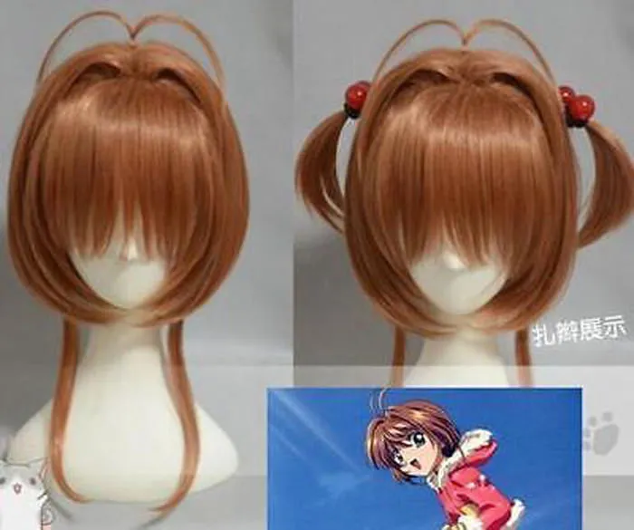 Card Captor Sakura Kinomoto Sakura Perruque Cosplay Marron Courte