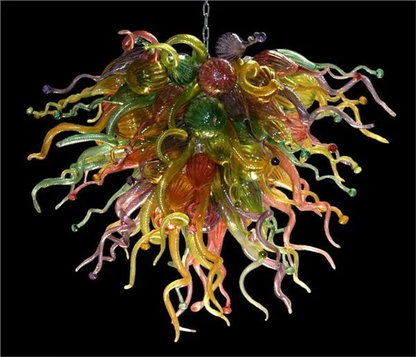 100% Mouth Blown CE UL Borosilicate Murano Glass Dale Chihuly Art Decor Colorful Chandelier Light Modern