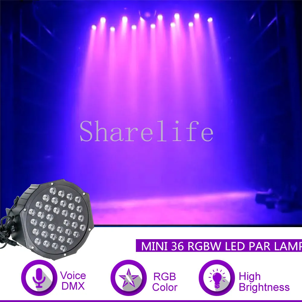 Sharelife Mini 36 Pc Led Red Green Blue RGB LED Par Lamp DMX Sound Club DJ Light Home Gig Party Show Stage Lighting Par36