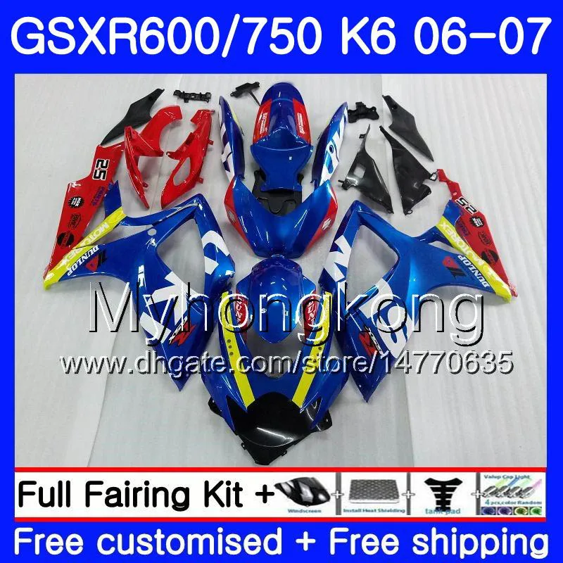 Suzuki GSXR 750 600 GSX R600 R750 GSXR750 06 07 296HM.0 GSX-R600 06 07 GSXR-750 K6 GSXR600 2006 2007 페어링 키트 공장 블루 레드