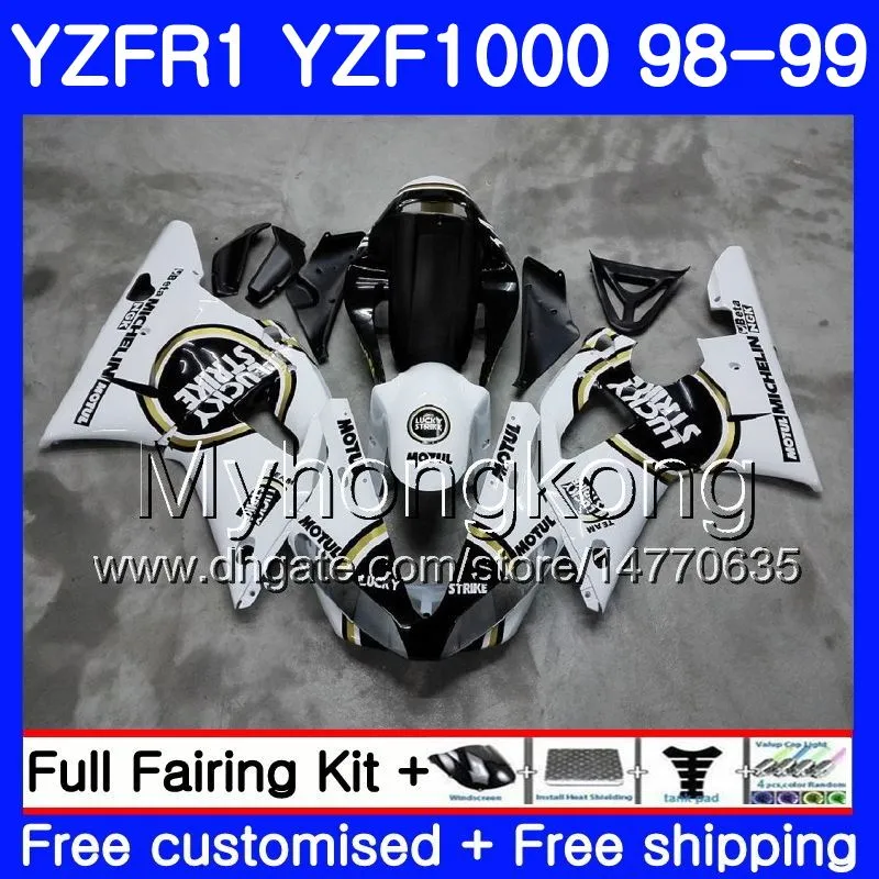 Bodywork Lucky Strike för Yamaha YZF R 1 YZF1000 YZF-R1 1998 1999 ram 235HM.39 YZF-1000 YZF R1 98 99 YZF 1000 YZFR1 98 99 Kroppsfeoking