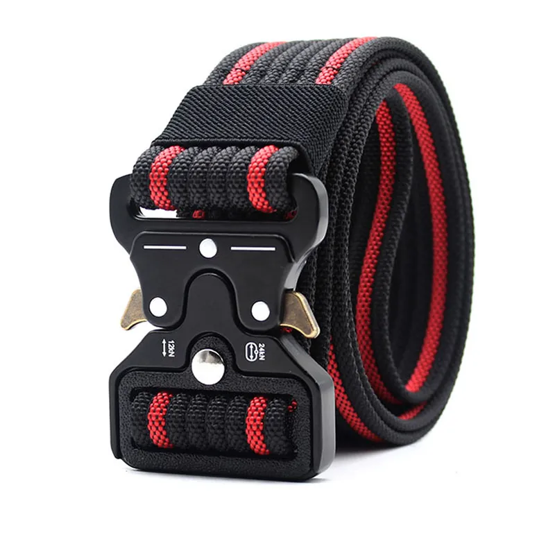 Ceinture militaire tactique en Nylon pour hommes, ceinture de survie SWAT avec boucle en métal, équipement de sécurité robuste, ceintures de taille noires, accessoires