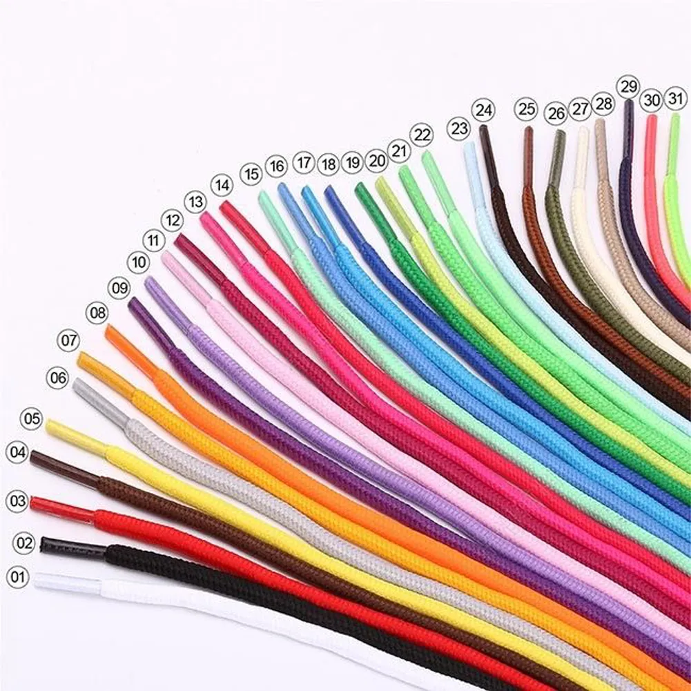 2020 Nova Calha Unisex Cordas Multicolor Multicolor Redondo Cordão Redondo Sapato Laços DIY Alta Qualidade Sólida 100-150cm Shoelace Colorido