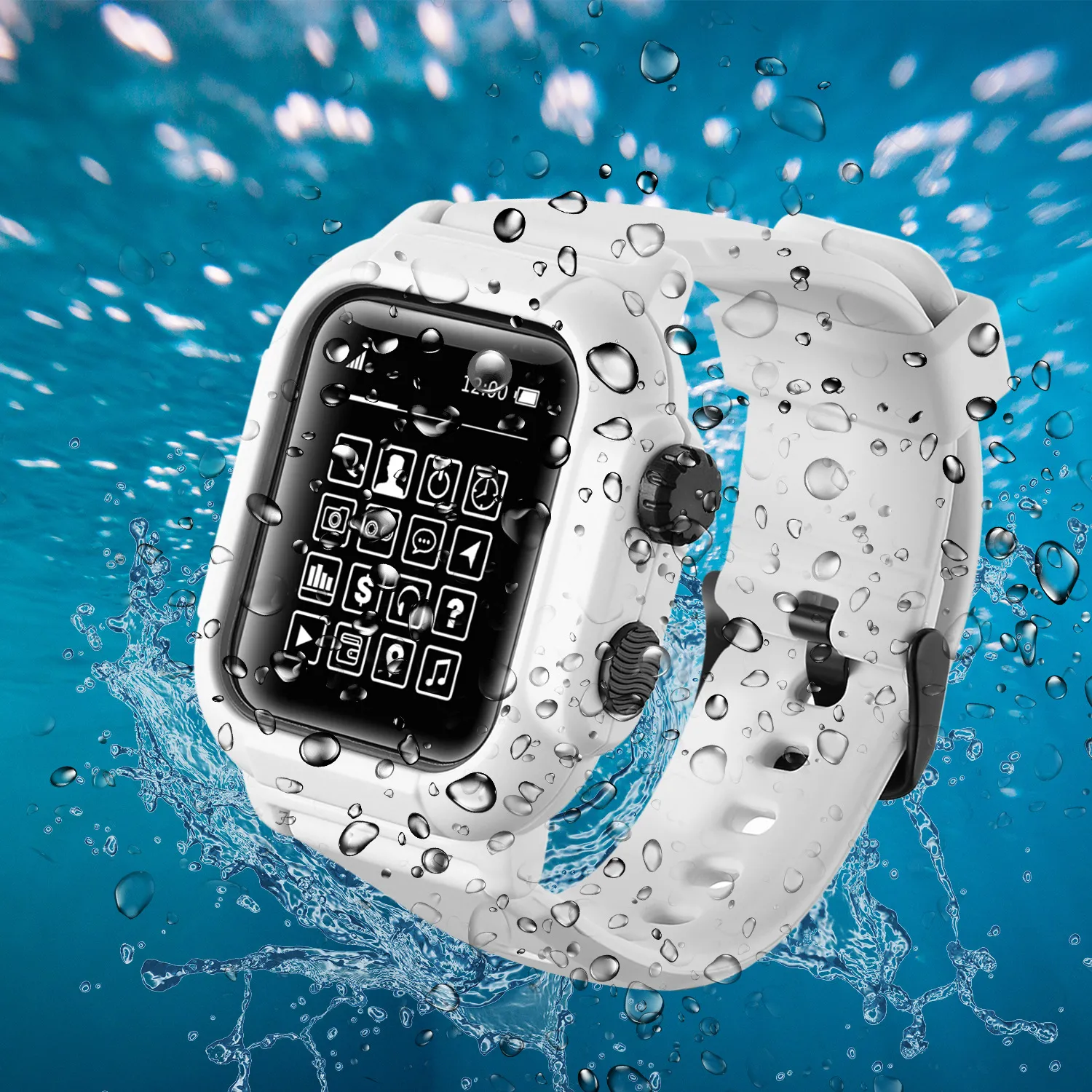 Apple Watchダイビングストラップの防水保護ケースの防水シェルリストバンド44mm 42mm 38mm40mmサーフィンストラップドロッププルーフ