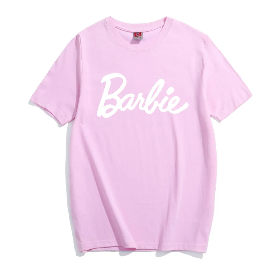 Camiseta de algodão com estampa de letra da Barbie camiseta feminina sexy Tumblr com estampa rosa cinza camiseta casual Bae Tops roupas camisetas camisetas